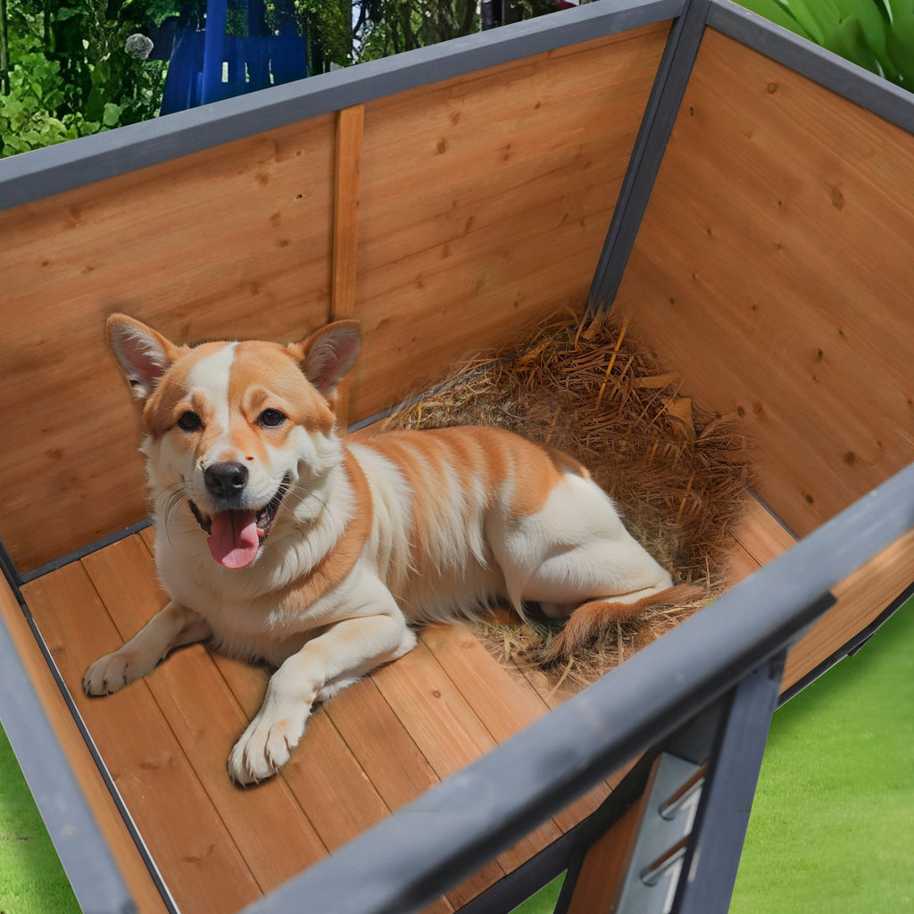 Large Solid Wood Dog House with Waterproof Roof – view 11
