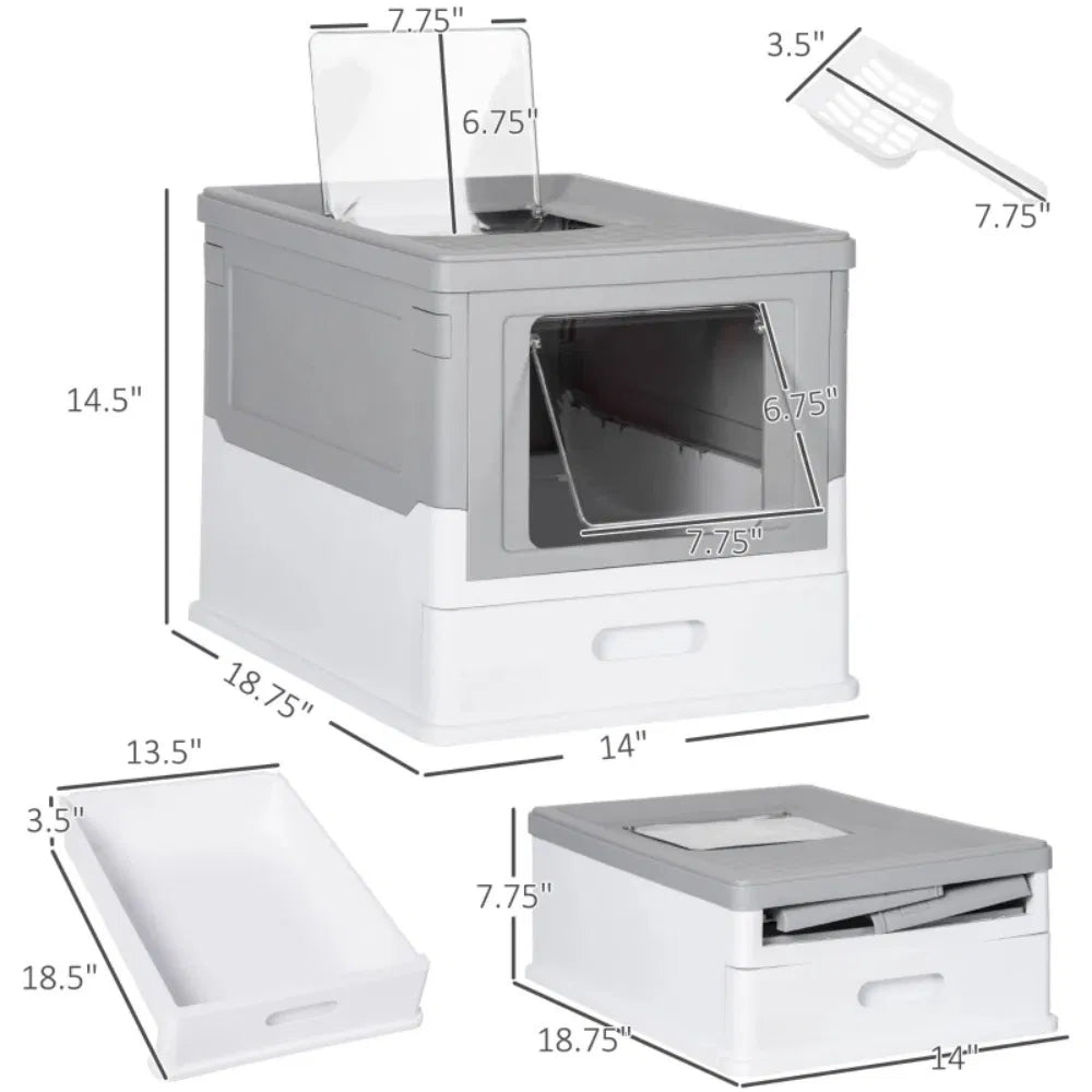 Enclosed Cat Litter Box with Easy Access and Scoop – view 7