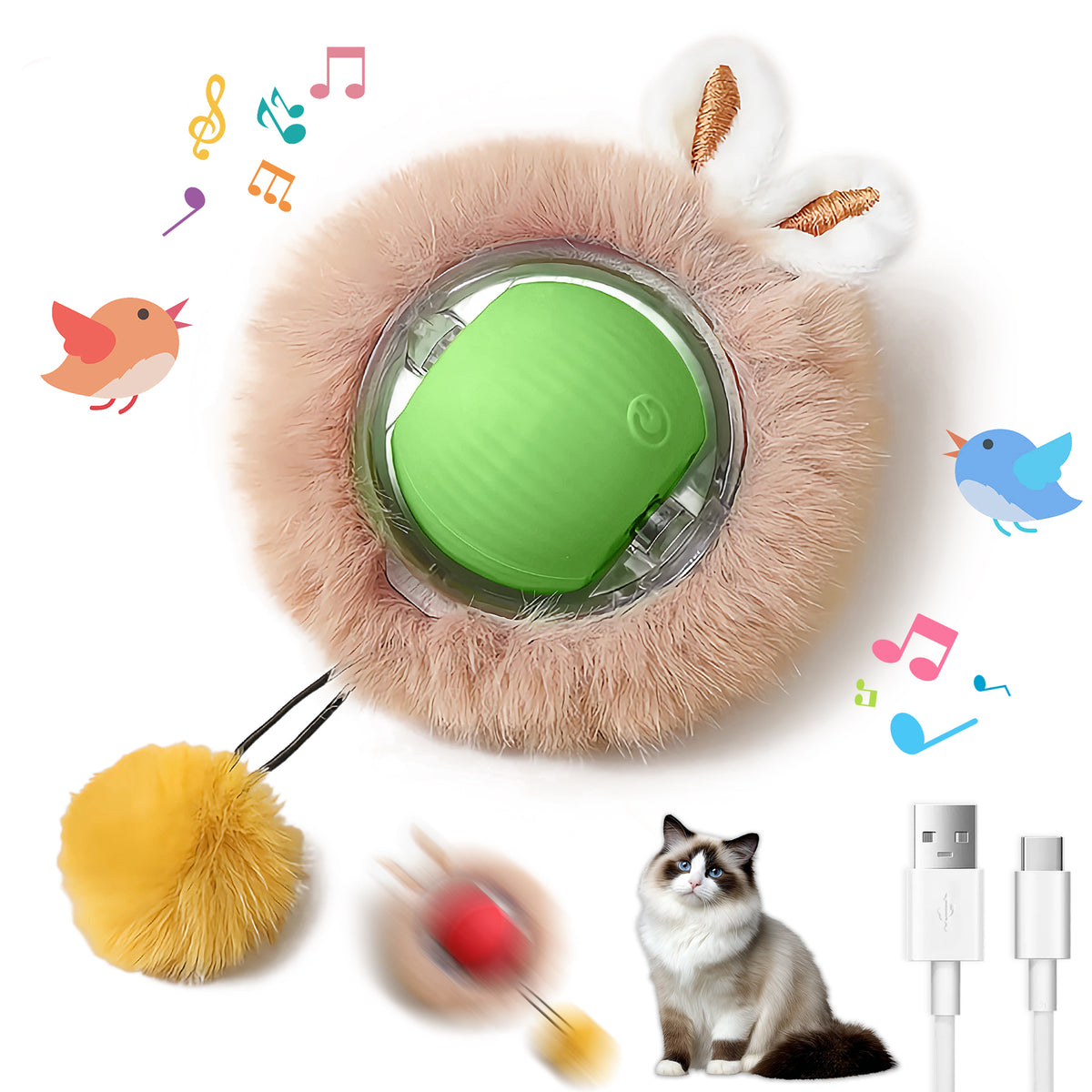 Interactive Motion Activated Cat and Dog Toy Ball – view 10