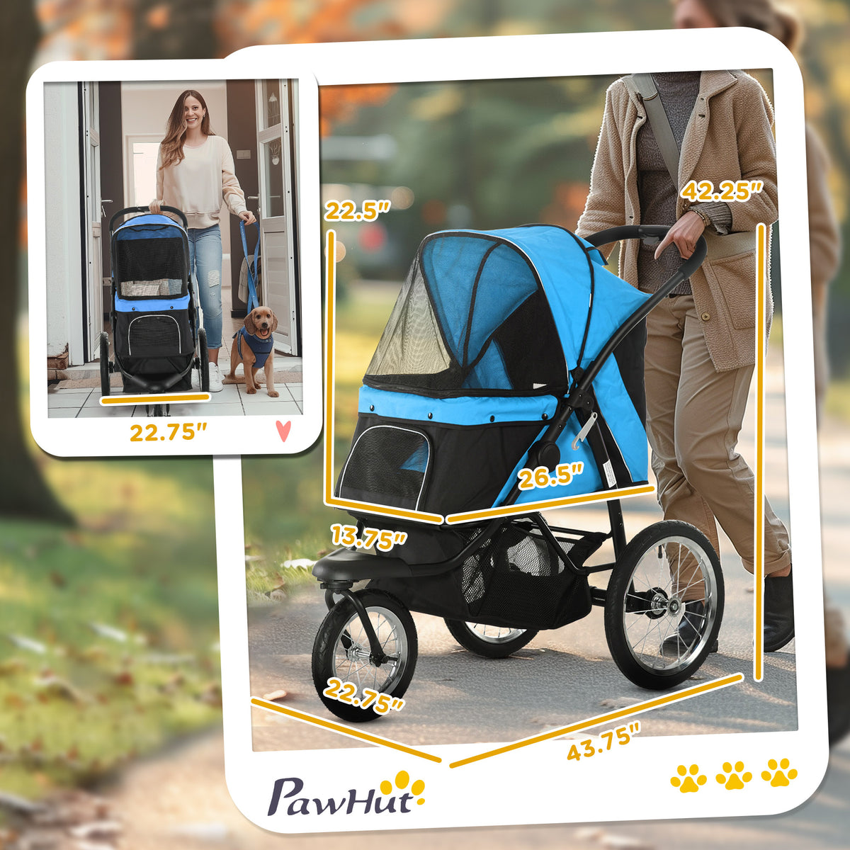Pet Stroller for Small and Medium Dogs with Adjustable Canopy