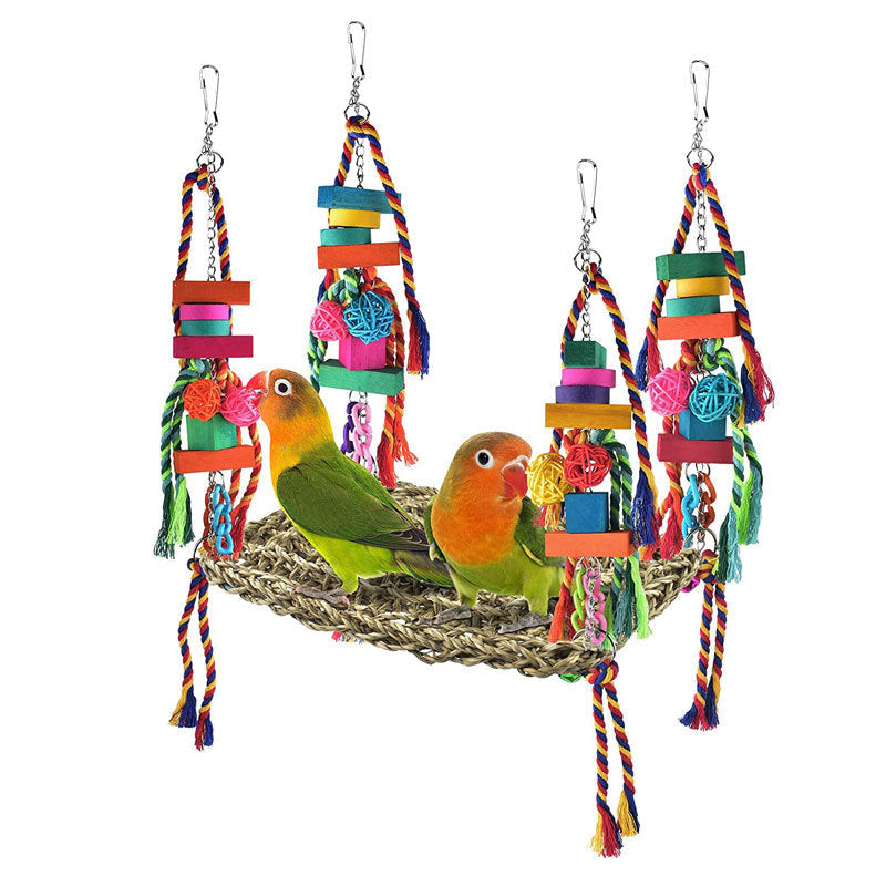 Natural Grass Parrot Climbing Net Hammock For Medium Large Bird Cages – view 8