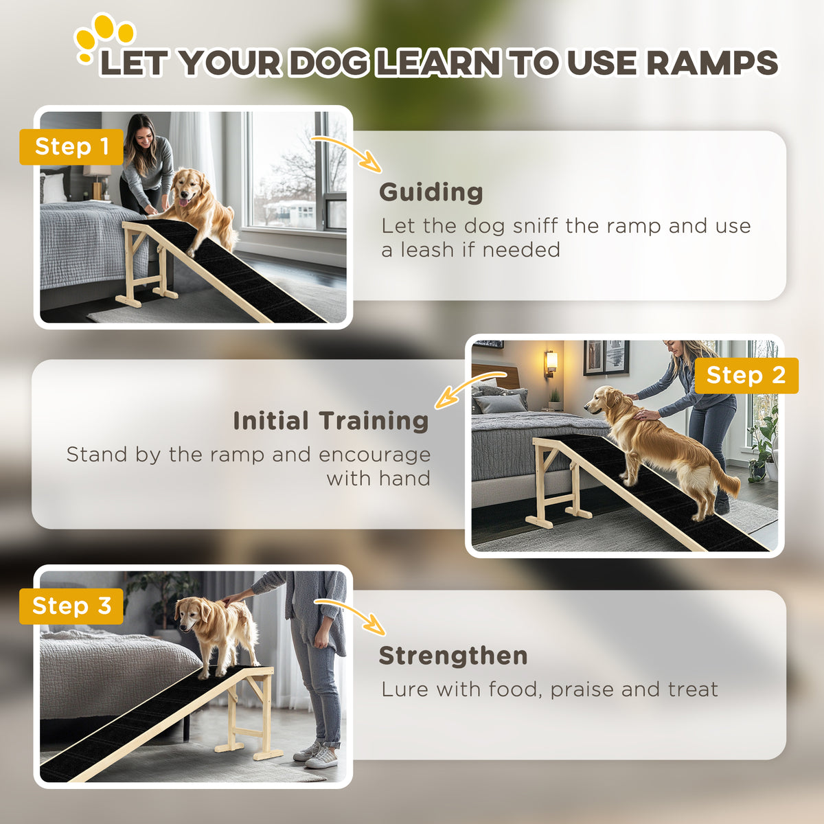 Dog Ramp for Bed with Non-Slip Carpet and Top Platform – view 8