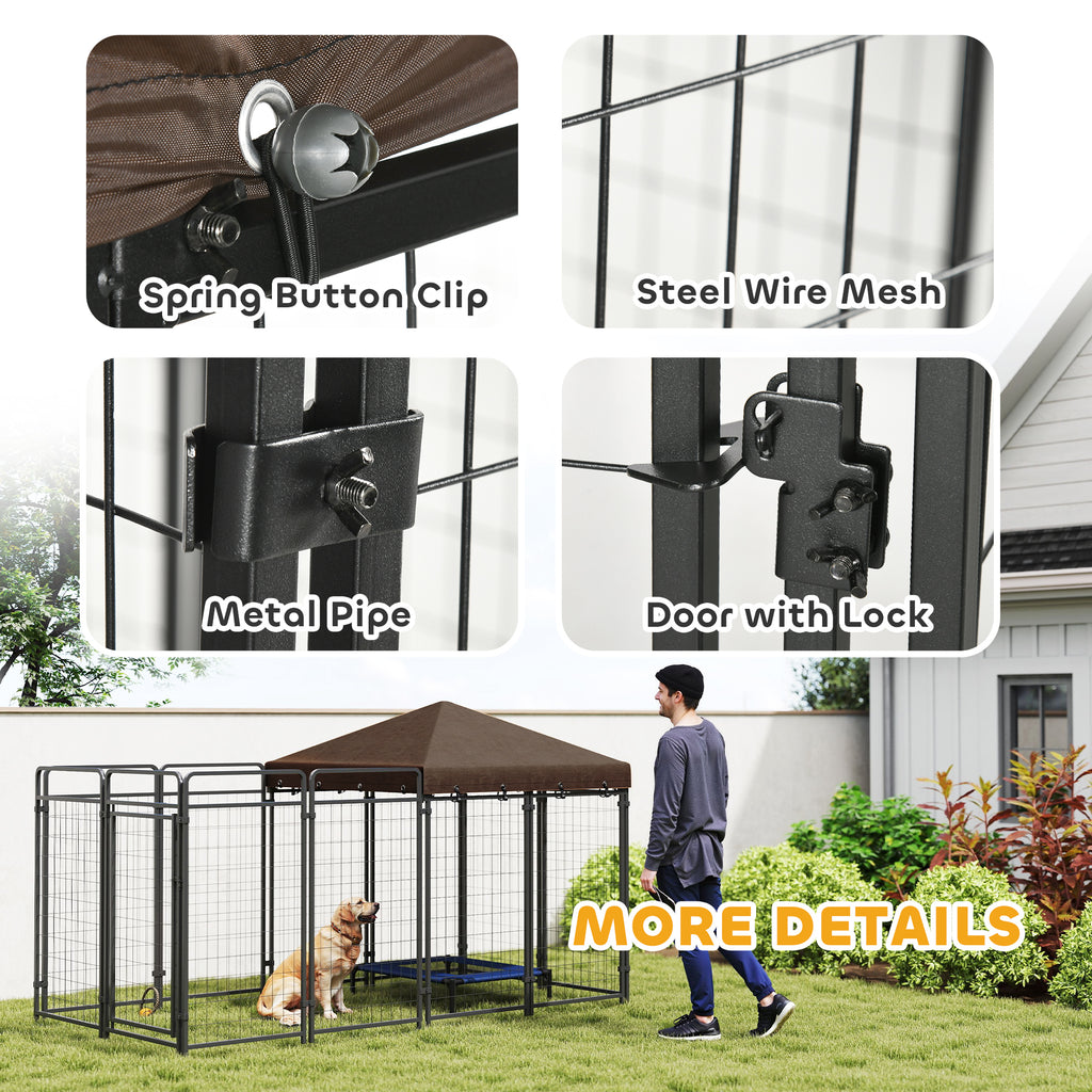 Outdoor Dog Kennel with Waterproof Canopy for Comfort – view 7
