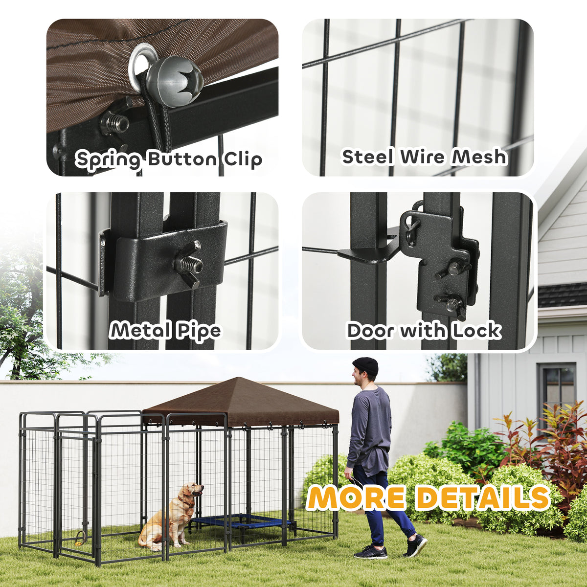 Outdoor Dog Kennel with Waterproof Canopy for Comfort – view 7