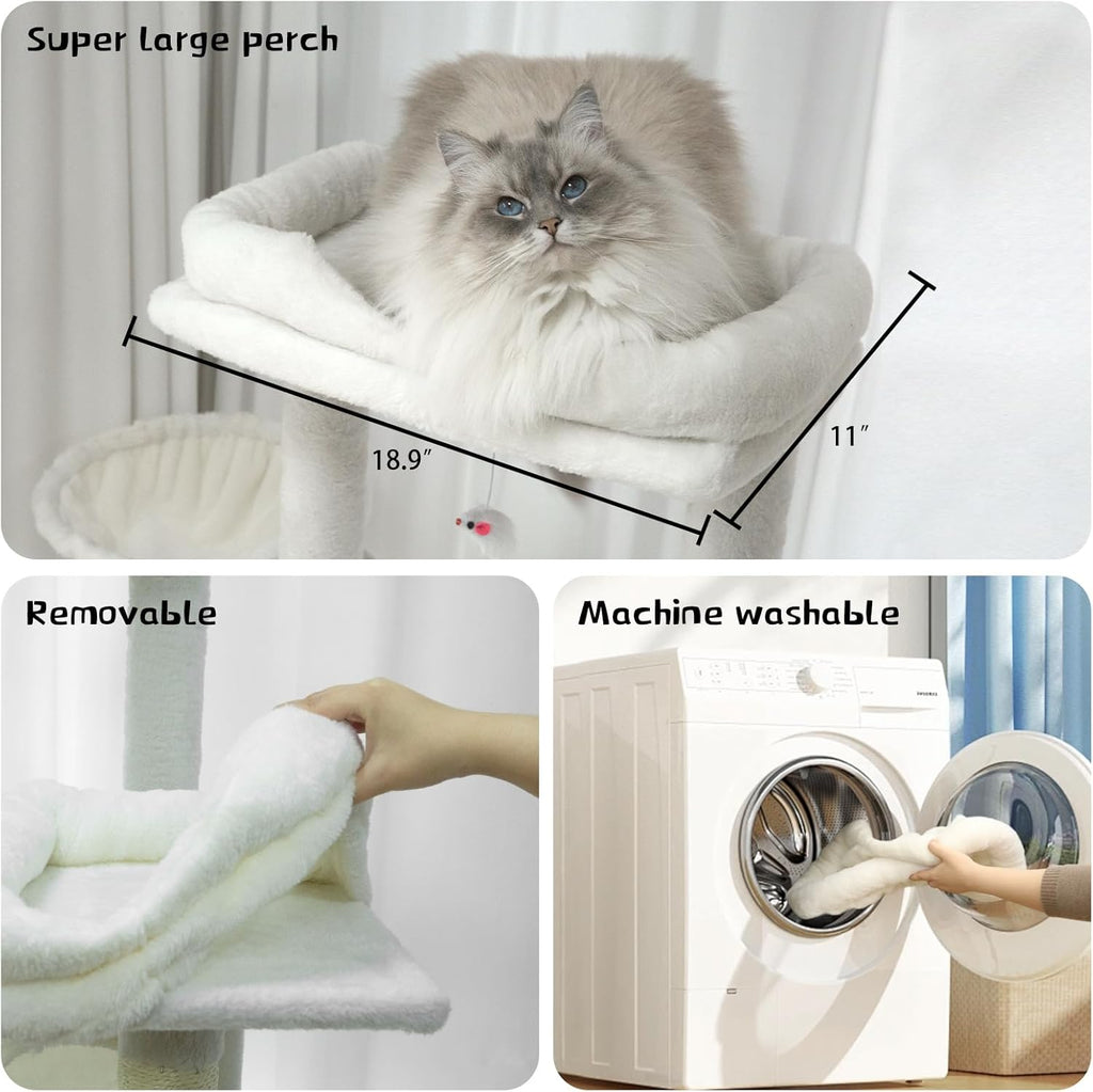 Multi-Level Beige Cat Tree with Hammocks and Scratching Posts – view 7