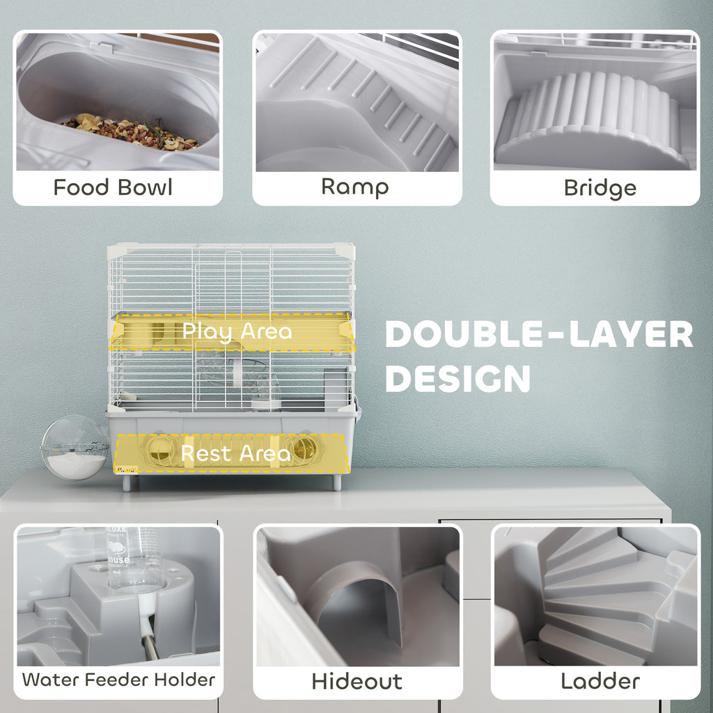 Two-Tier Hamster Cage with Accessories for Dwarf Hamsters – view 7
