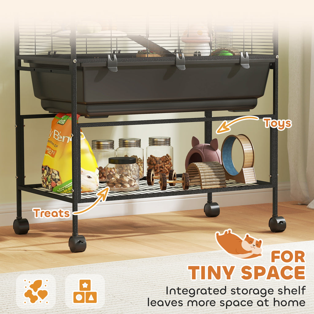 3-Tier Hamster Cage with Exercise Wheel and Storage Shelf – view 7