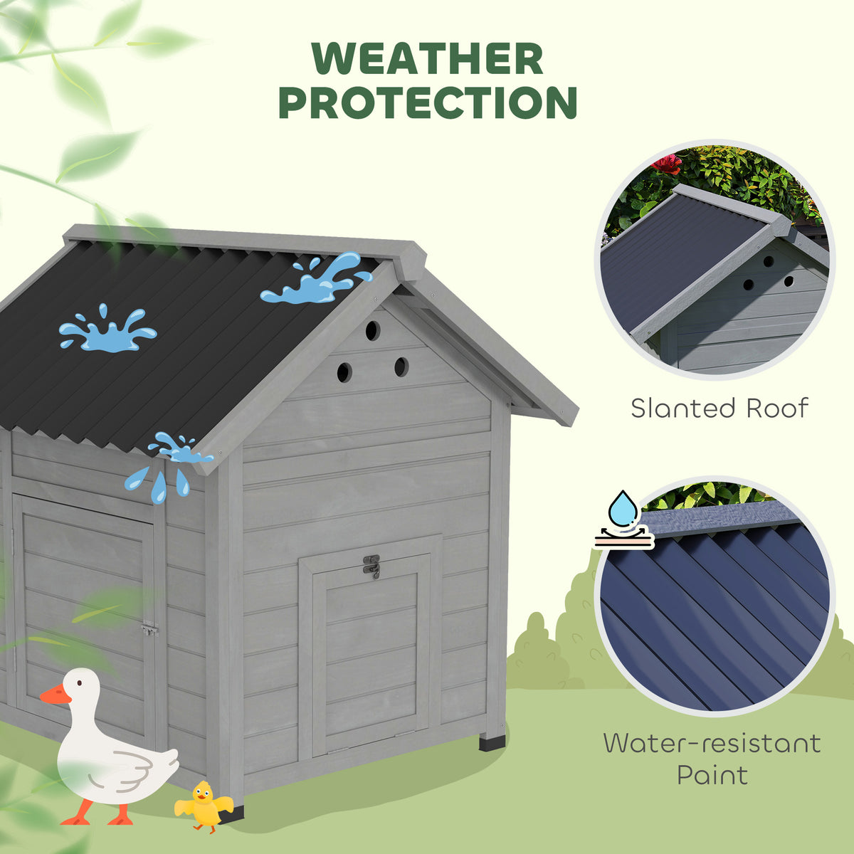 Duck House with Openable Roof & Double Doors for Poultry – view 9