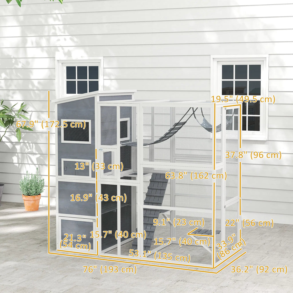 Catio Outdoor Cat Enclosure with Condo and Hammock for 2-3 Cats – view 7