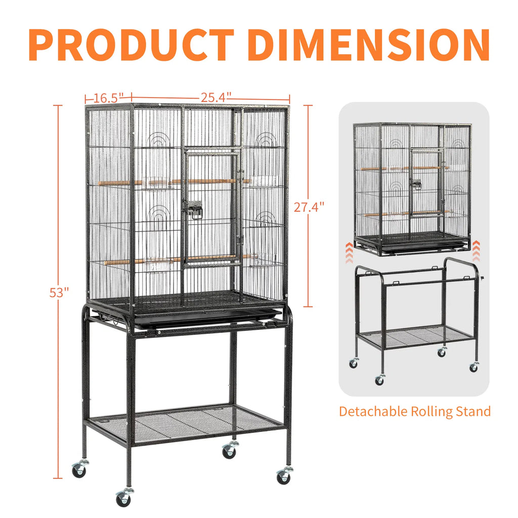 Large Flight Bird Cage with Rolling Stand for Small Birds – view 7