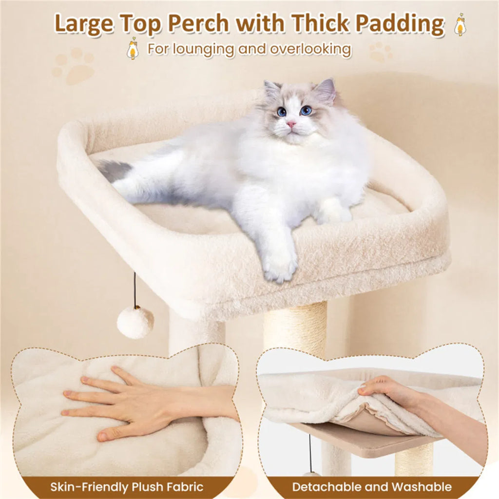 Wooden Cat Tree with 2-Story Condo and Scratching Posts – view 9