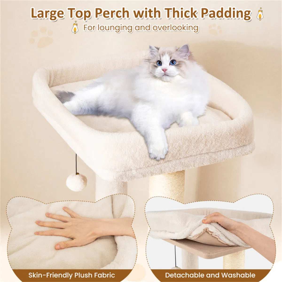 Wooden Cat Tree with 2-Story Condo and Scratching Posts – view 9
