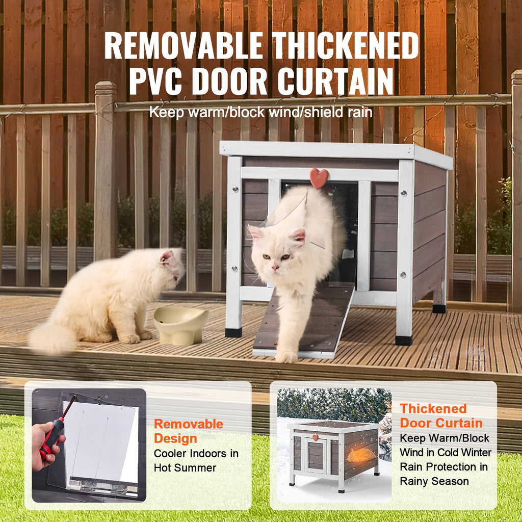 Wooden Outdoor Cat House and Shelter