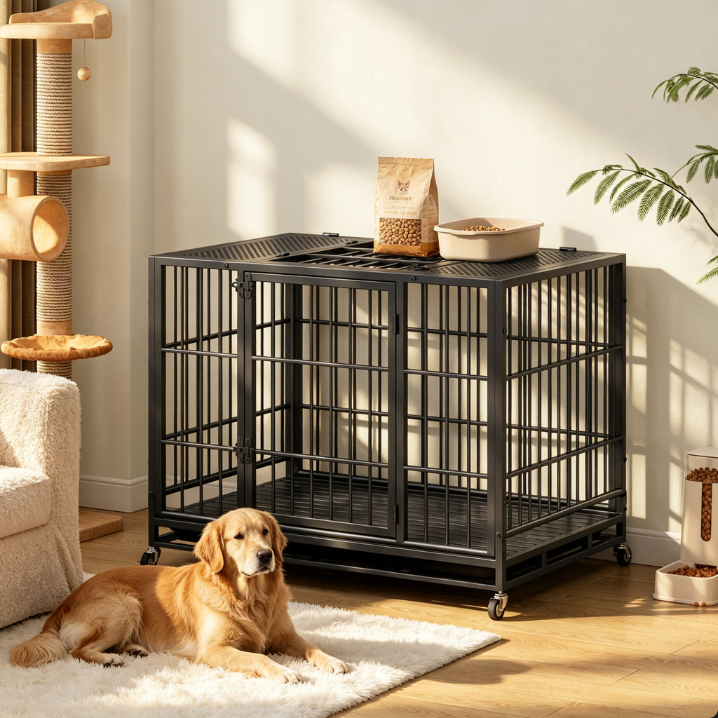 Heavy Duty Dog Crate with Lockable Wheels – view 13
