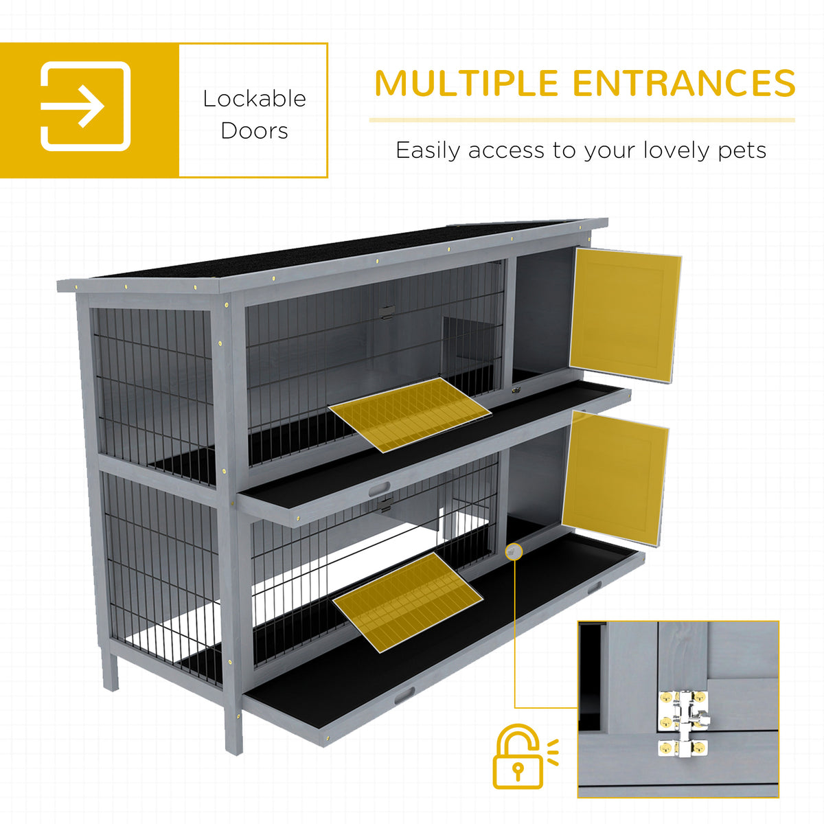 Large 2-Story Rabbit Hutch with Easy Access Doors – view 7