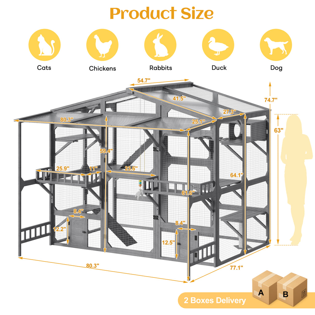 Large Outdoor Catio for Cats with Climbing Features – view 9