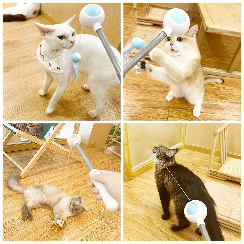 Cat Teaser Stick, Retractable Cat Wand With Replacement Head, Cat Feather Toy, Cat Interactive Toy For – view 7