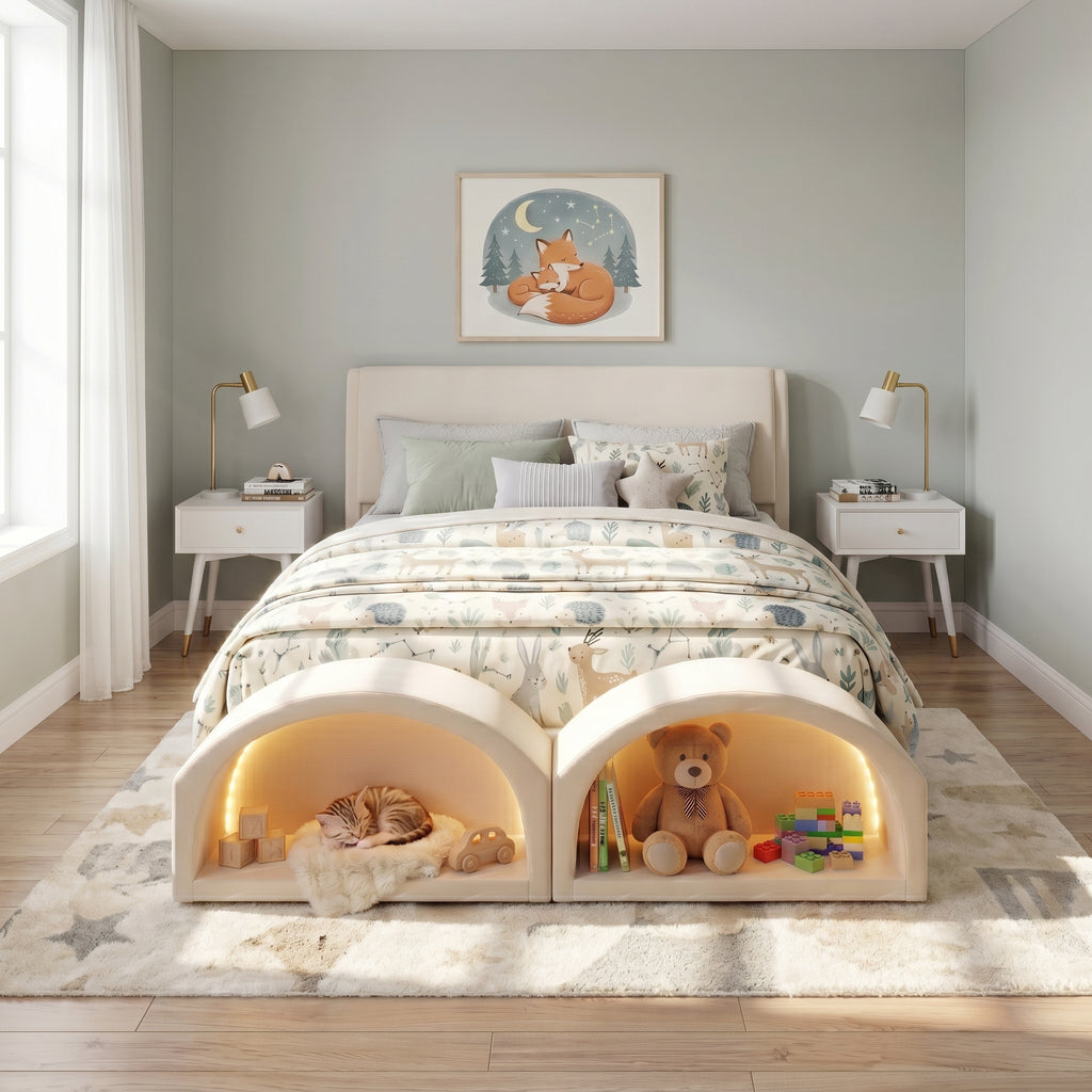 Queen Size Bed Frame with Cat Caves – view 12