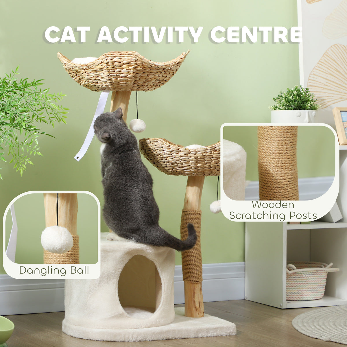 37 Inch Modern Cat Tree with Scratching Posts – view 9
