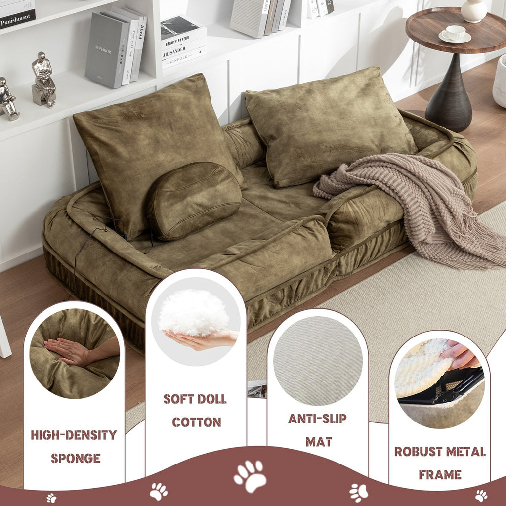Upholstered Dog Bed with Adjustable Backrest and Massage Pillow – view 11