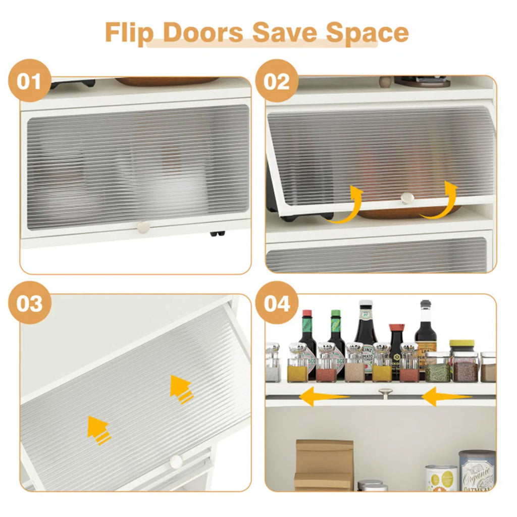 5-Tier Rolling Kitchen Storage Rack with Dust-Proof Doors – view 11
