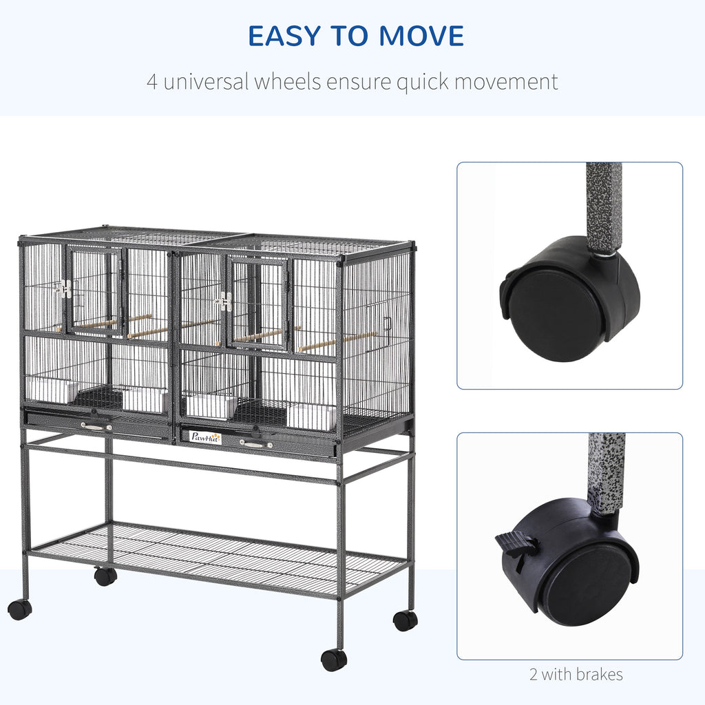 Divided Bird Cage with Rolling Stand and Removable Tray – view 7