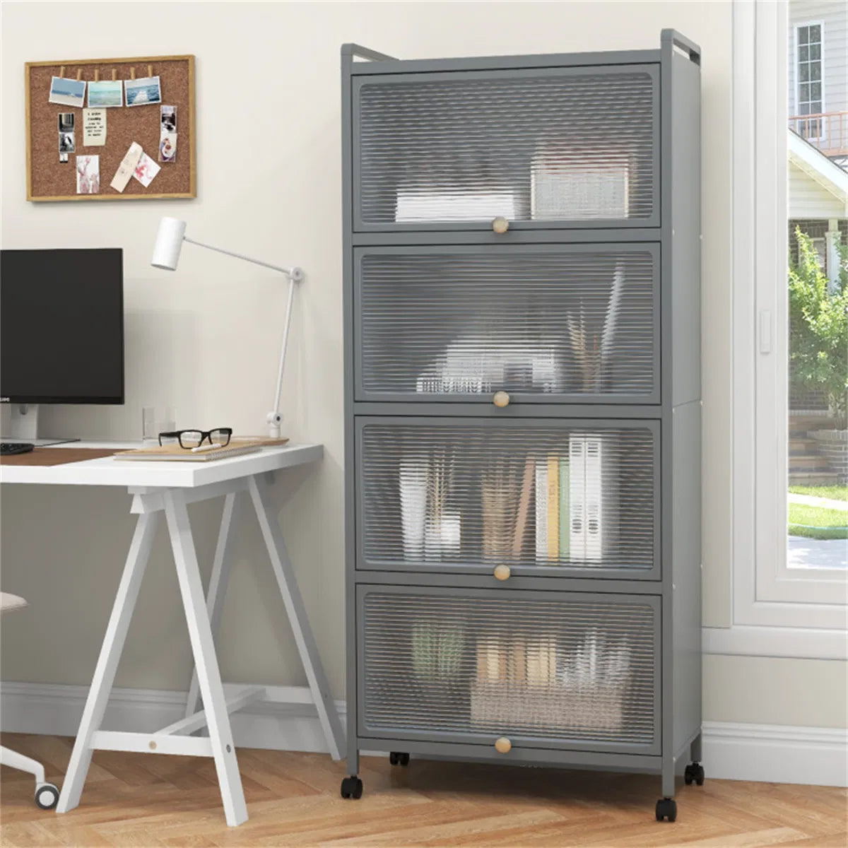 5-Tier Rolling Storage Rack with Dust-Proof Doors – view 10