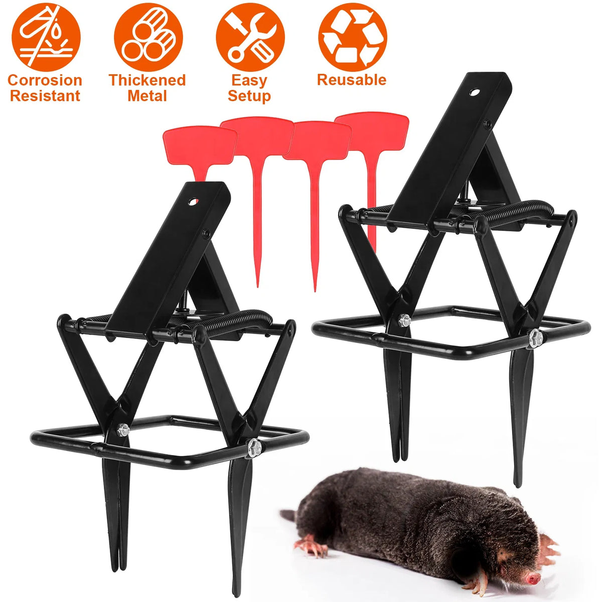 Mole Scissor Trap - Easy Setup, Humane Instant Kill, Safe for Pets – view 11