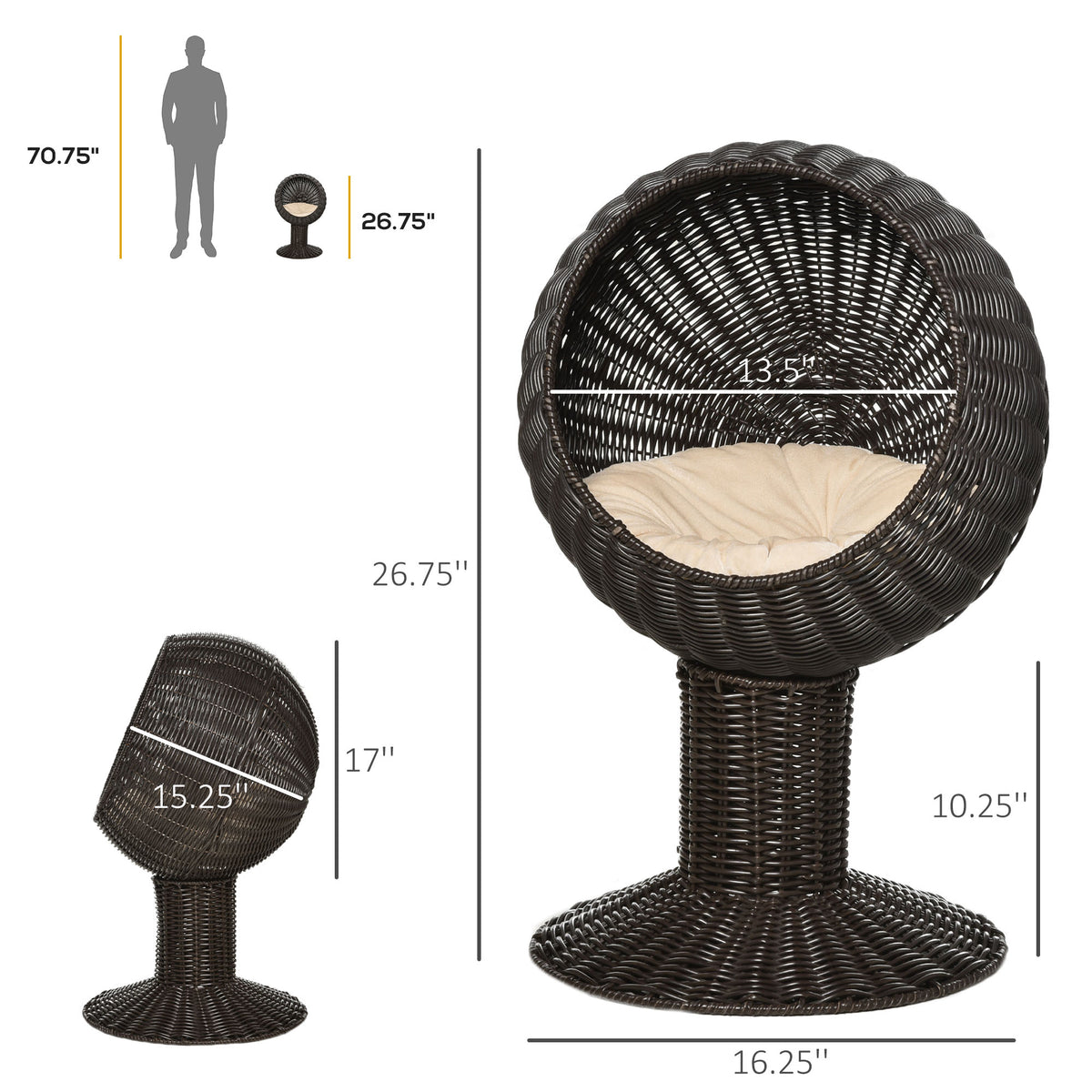 Elevated Cat Bed with Rotatable Pod for Cozy Naps – view 7