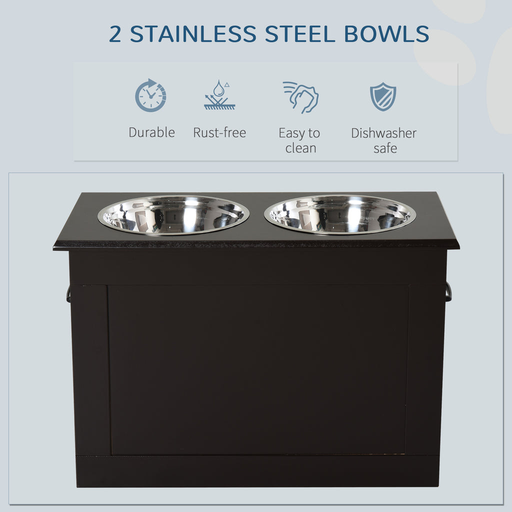 Raised Pet Feeding Storage Station with 2 Bowls – view 7