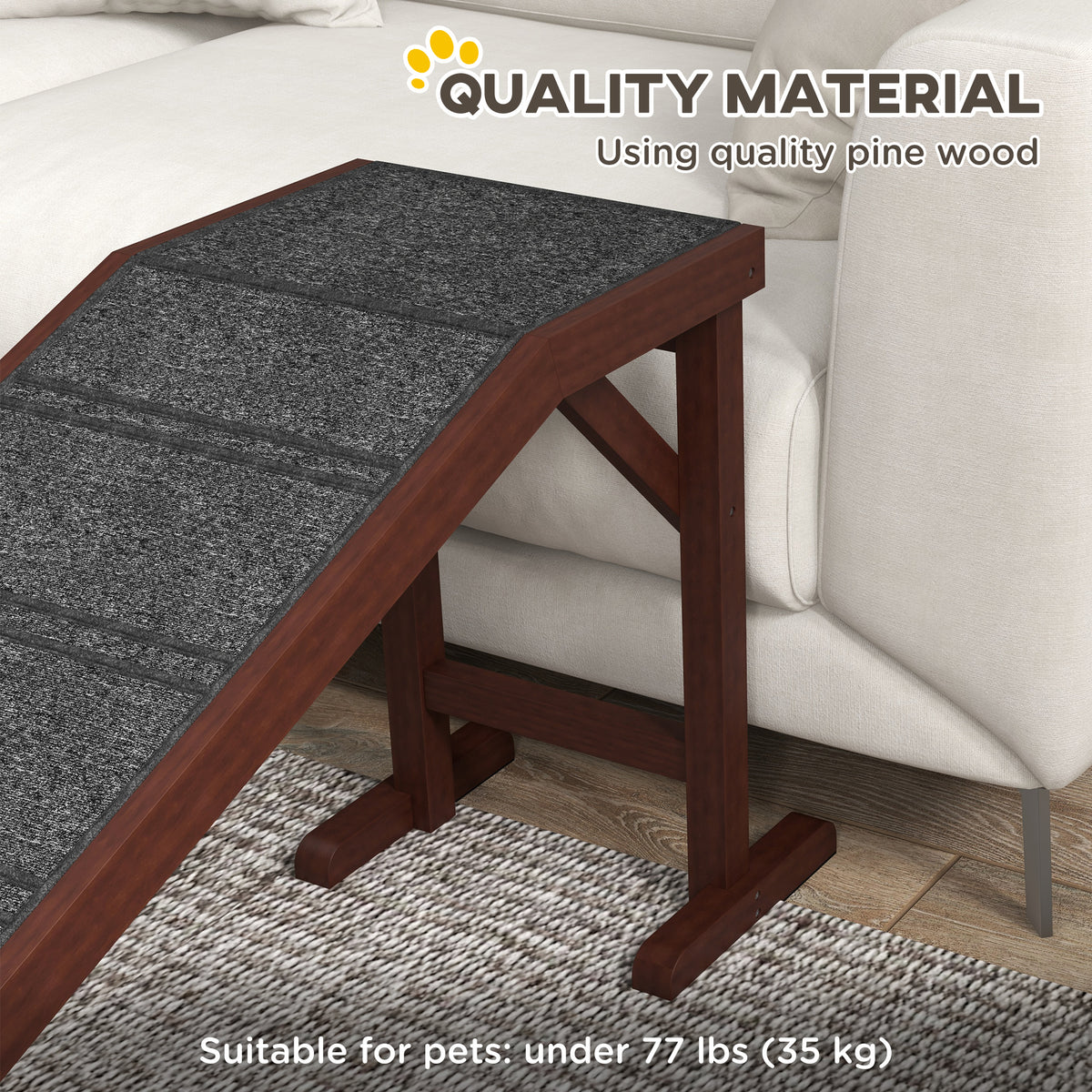 Dog Ramp for Bed with Non-Slip Carpet and Platform – view 9
