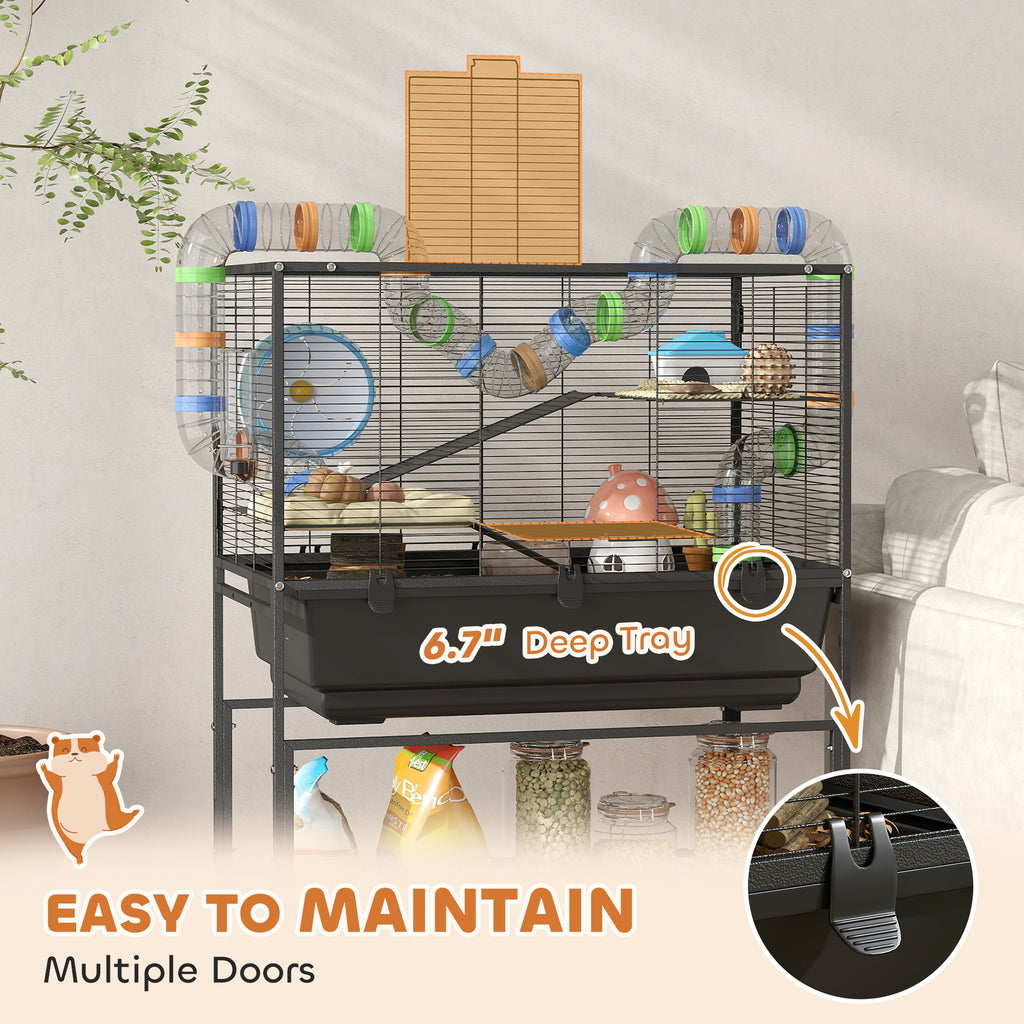 3-Tier Hamster Cage with Exercise Wheel and Storage Shelf – view 9