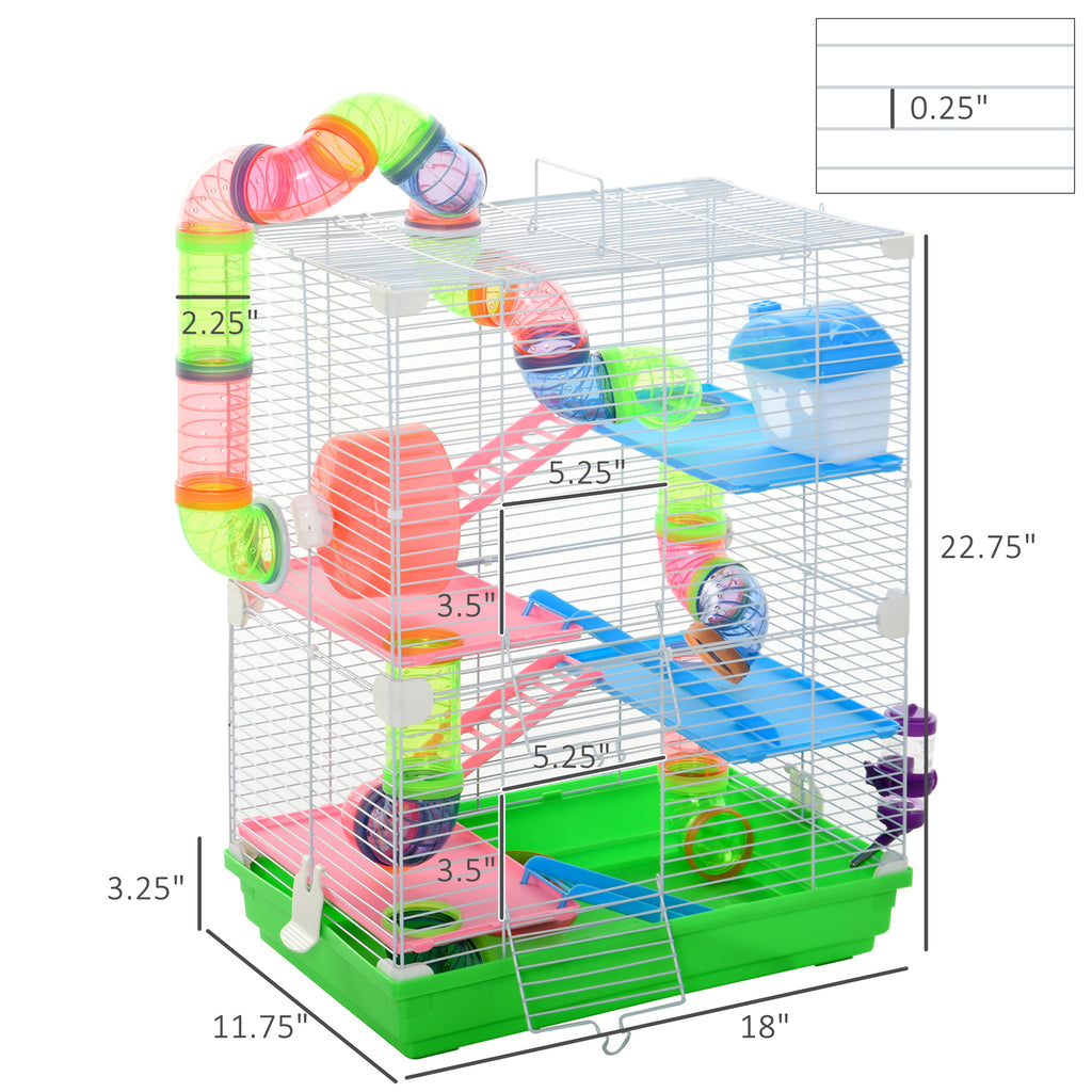 Hamster Cage with Exercise Wheels and Tubes for Small Animals
