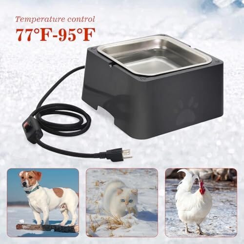 1 Gallon Large Capacity Outside Animal Heated Waterer Bowl