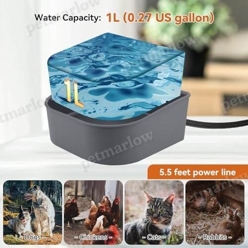 1 L Outdoor and Indoor Heated Water Bowl for Pet