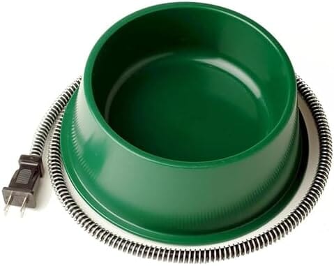 1 Quart 25 Watt Powered Heated Electric Water Bowl with Thermostatic Control and Anti Chew Cord Protector for Pets