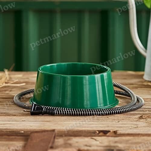 1 Quart 25 Watt Powered Heated Electric Water Bowl with Thermostatic Control and Anti Chew Cord Protector for Pets