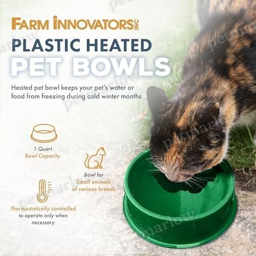 1 Quart 25 Watt Powered Heated Electric Water Bowl with Thermostatic Control and Anti Chew Cord Protector for Pets
