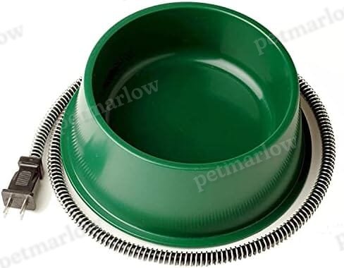 1 Quart 25 Watt Powered Heated Electric Water Bowl with Thermostatic Control and Anti Chew Cord Protector for Pets