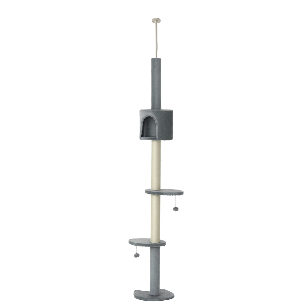 Cat Tree Floor-to-Ceiling 4-Tier Climbing Center – Light grey / 480x380x190 mm