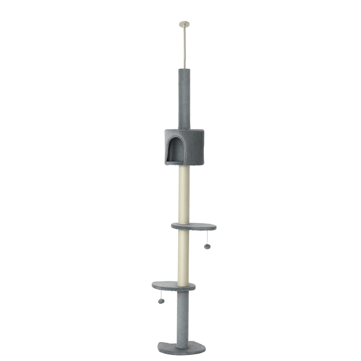 Cat Tree Floor-to-Ceiling 4-Tier Climbing Center – Light grey / 480x380x190 mm