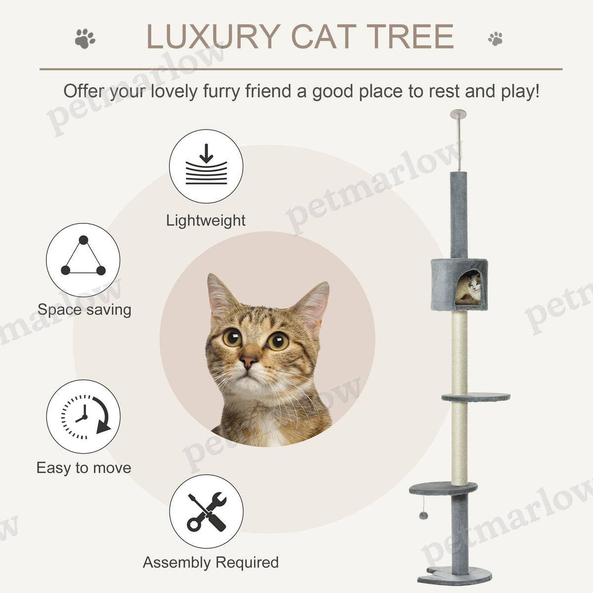 100" Cat Tree Floor-to-Ceiling 4-Tier Climbing Center – view 4