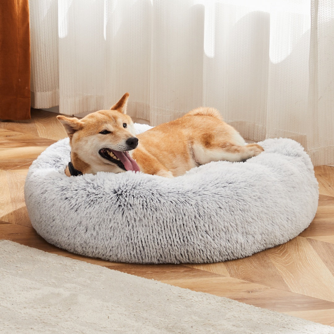 Round Faux Fur Donut Pet Bed