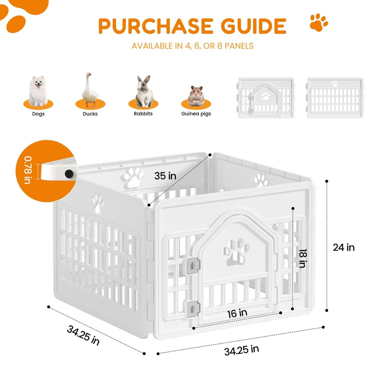 Plastic Pet Guardrails With Movable Enclosure for Small Pets – view 11