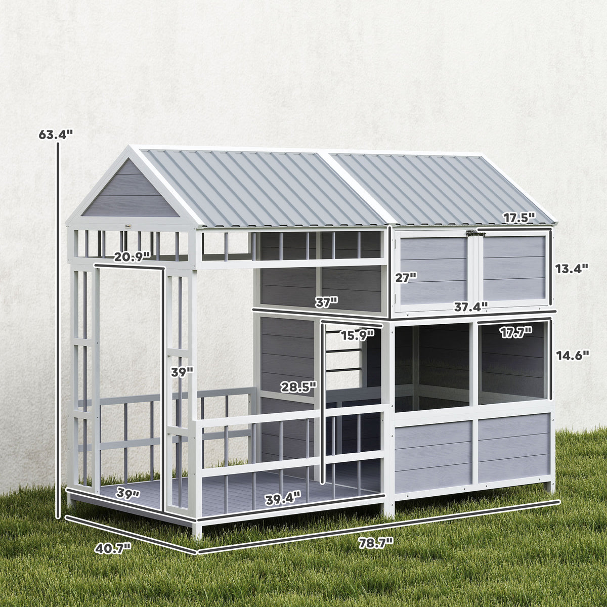 79"L Large Dog House Outdoor with Porch – view 9