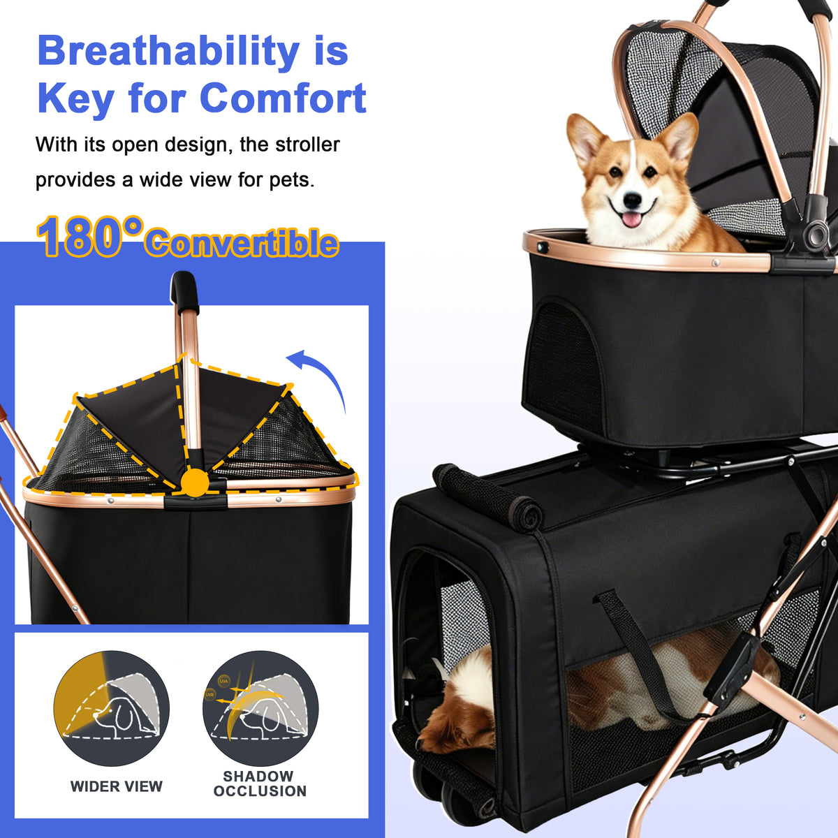 Double Pet Stroller for Dogs and Cats with Convertible Carrier – view 8