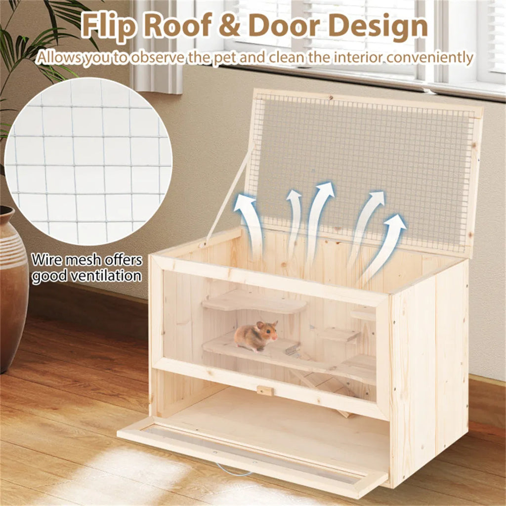 Hamster Cage with Flip Roof and Multi-Ladder Activity Areas – view 11