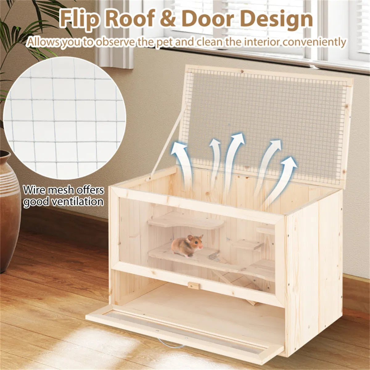 Hamster Cage with Flip Roof and Multi-Ladder Activity Areas – view 11