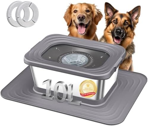 10L Stainless Steel Dog Water Bowl Spill-Proof Slow Feeder for Messy Drinkers