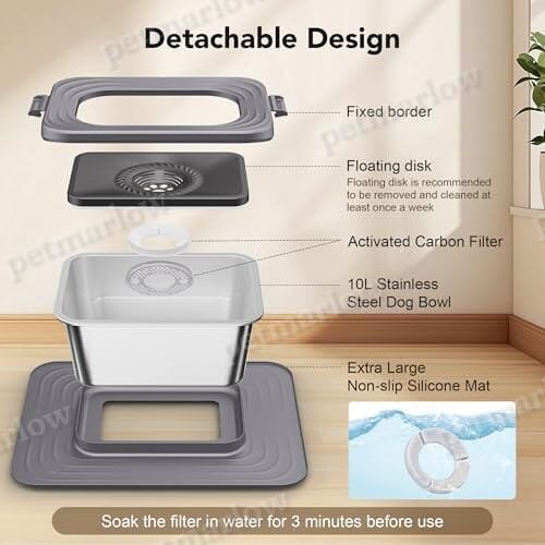 10L Stainless Steel Dog Water Bowl Spill-Proof Slow Feeder for Messy Drinkers – view 6